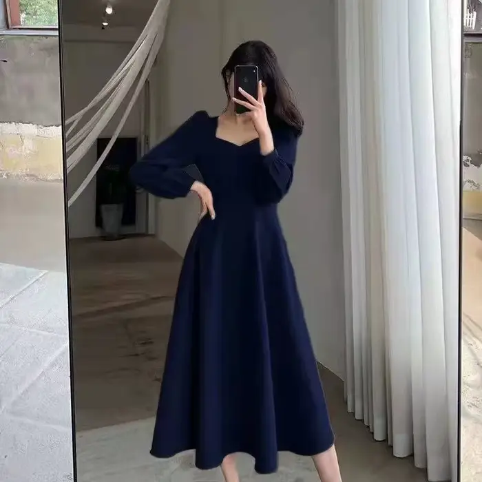 Manches longues bouffantes solide robe élégante femmes vêtements invité de mariage nouvel an femmes