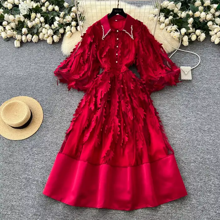Robe longue blanche pour femmes, ligne A, Streetwear Y2k, manches lanternes, col rabattu, élégante, 