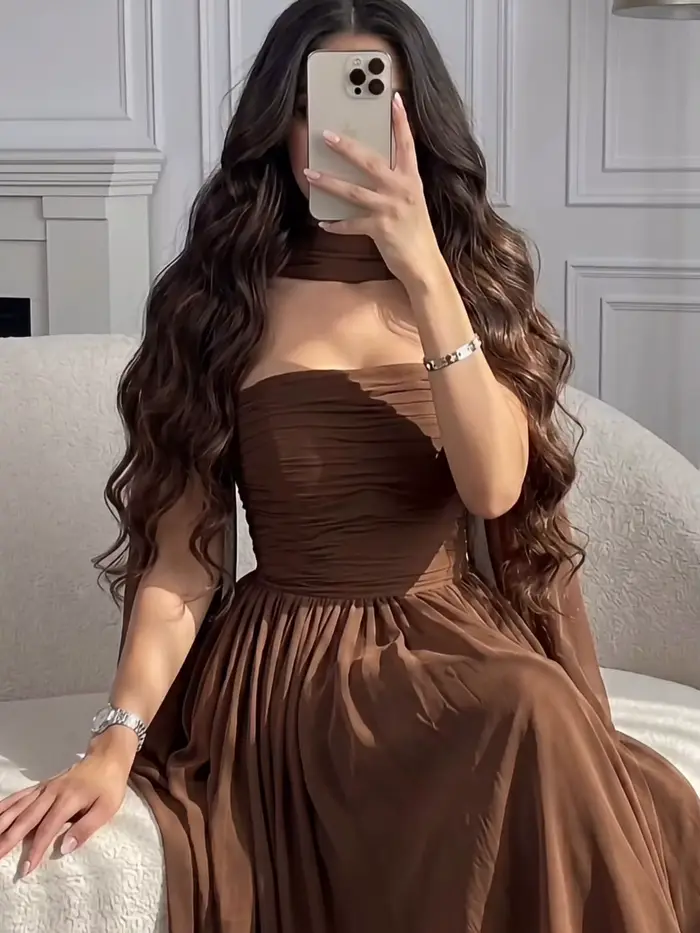 Robes de bal kaki personnalisées, robes de soirée longues avec cape pour anniversaire, Dubaï, Arabie