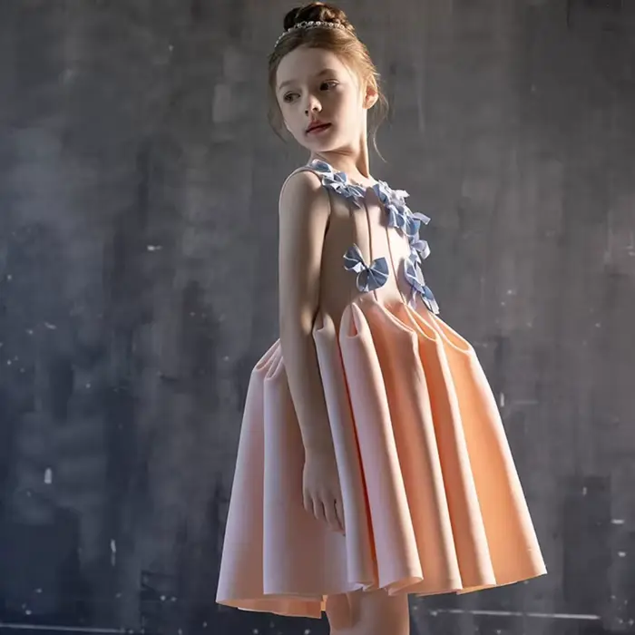 Jill Wish J370 élégant dubaï rose fille robe avec nœud enfants mariage anniversaire vacances fête Pageant