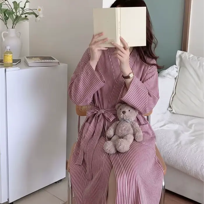Robe rayée rose élégante pour femme printemps automne occassions spéciales française décontractée et luxueuse