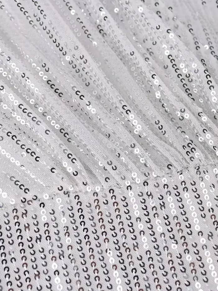 Robe à Paillettes Argentées pour Femme