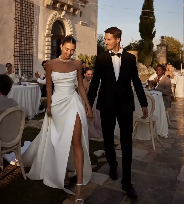 Robe de mariée sirène personnalisée sur mesure, fente latérale avec jupe détachable pour femmes, rob
