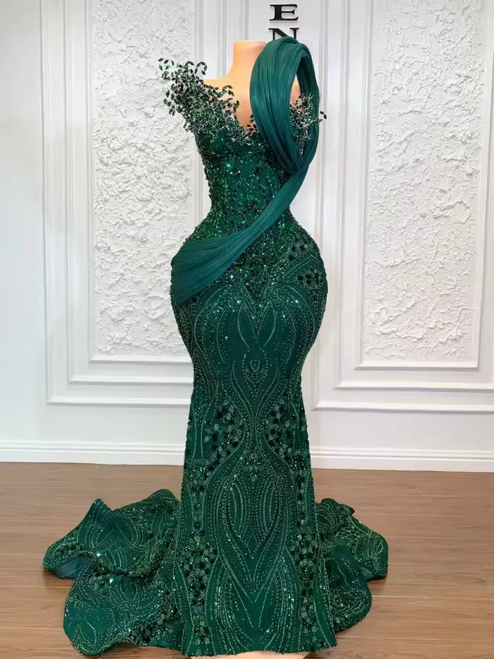 Robes de bal longues vertes pour filles noires