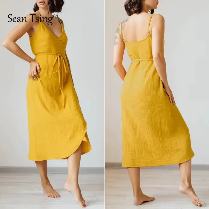 Robes élégantes en gaze 100% coton pour femmes