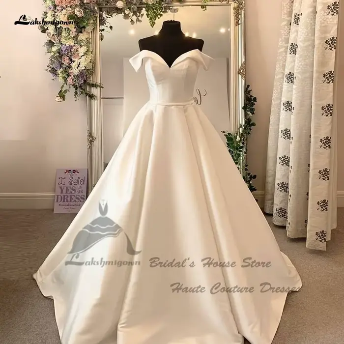 Lakshmigown luxe Satin robes de mariée pour mariée 2025 hors de l'épaule robes de mariée personnalis