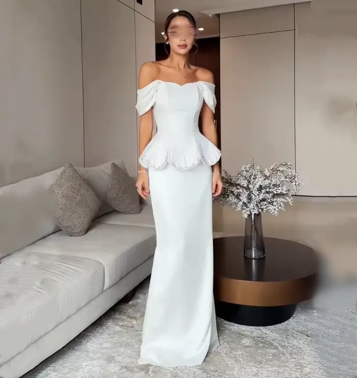 Robes de soirée personnalisées pour femmes, robes longues à épaules dénudées scintillantes, de haute
