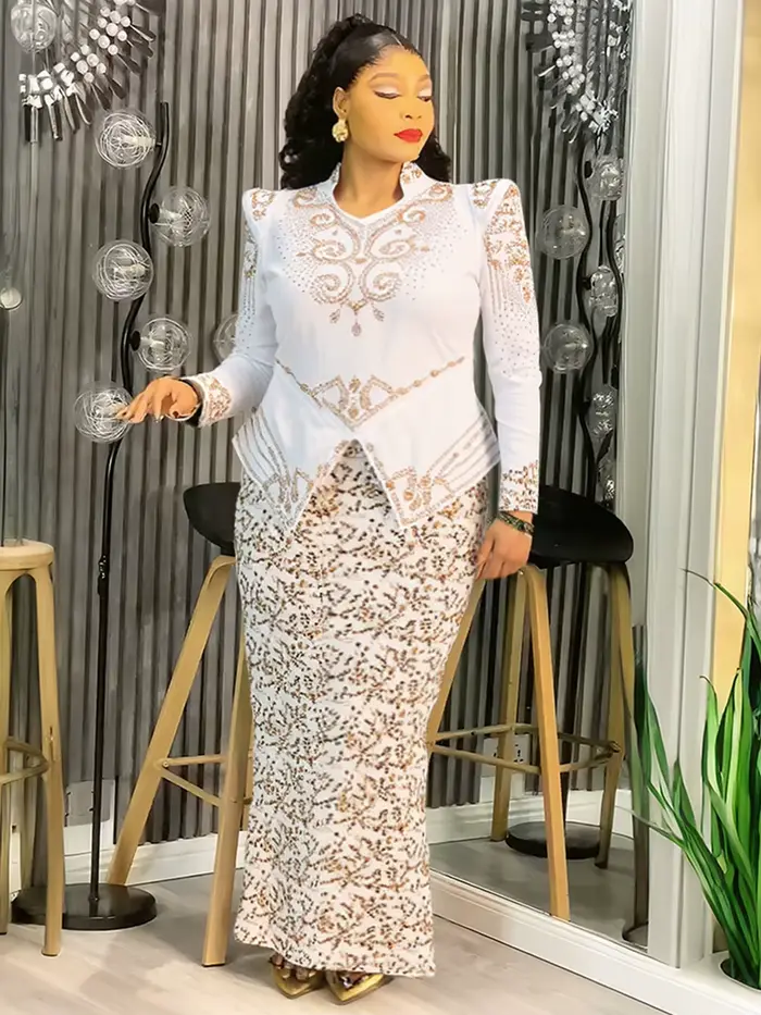 Robes africaines de luxe pour femmes, élégantes, manches longues, Maxi, Ankara Dashiki, tenues de soirée de mariage, grande taille