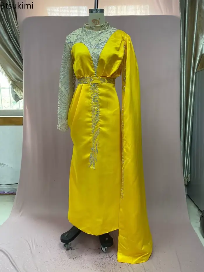 Robe de Soirée Femme Élégante Transparente Vintage Longueur Au Sol Manches Longues Style Sexy et Club Occasions Spéciales
