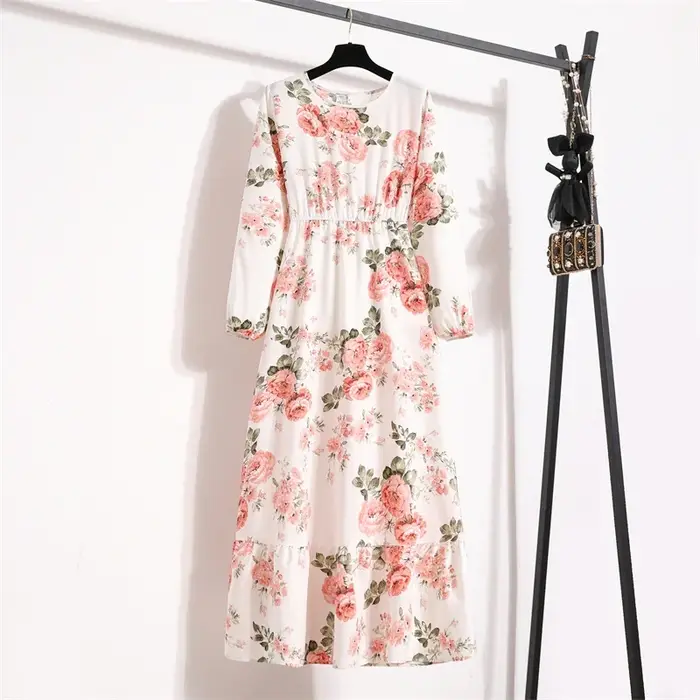 Femmes robes longues printemps été décontracté à manches