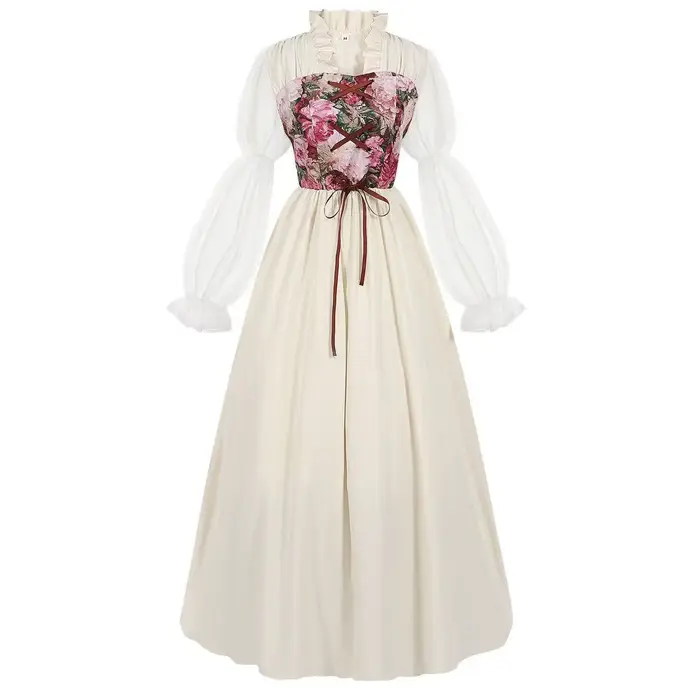 Floral élégant Robe Victorienne Femme Adulte Fée Sorcière Cour Médiévale Formelle Banquet Robe De Ba