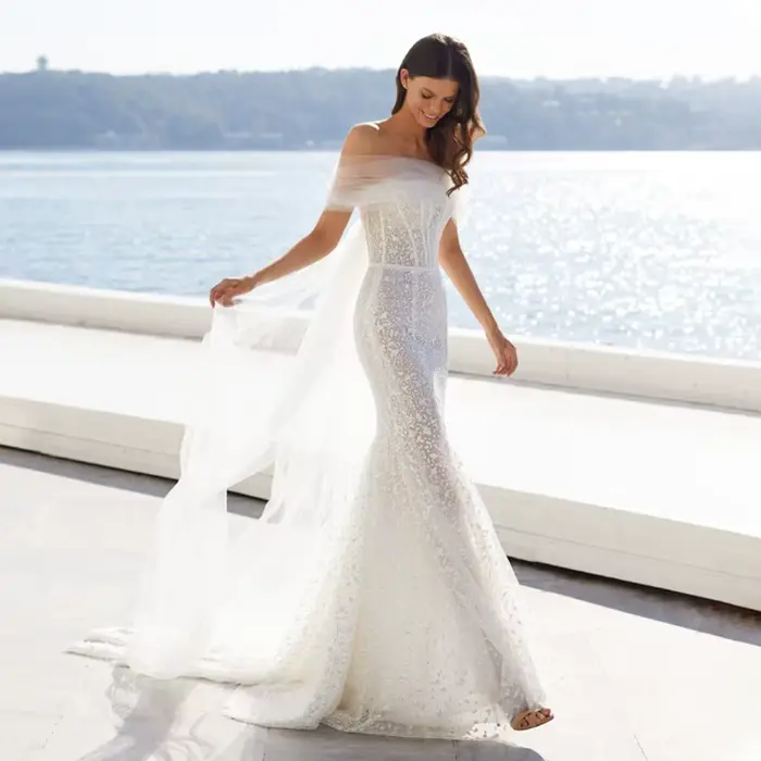 Ashley Carol-Robe de Mariée Sirène Sexy Semi-Transparente, Manches en Tulle, à Lacets, pour Patients