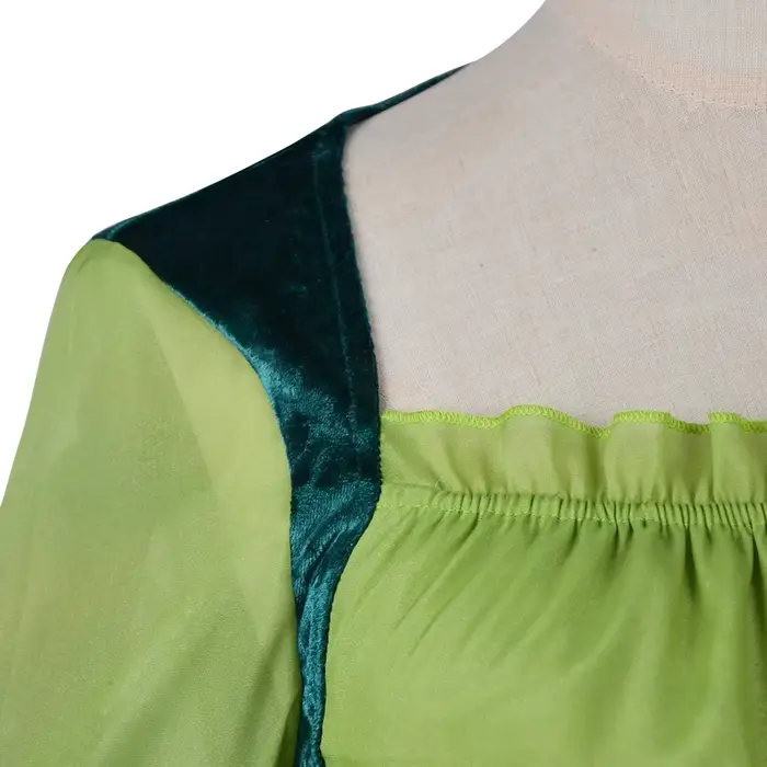 Tenue de cosplay féerique médiévale robe elfe magique verte costume de jeu de rôle pour femme Halloween