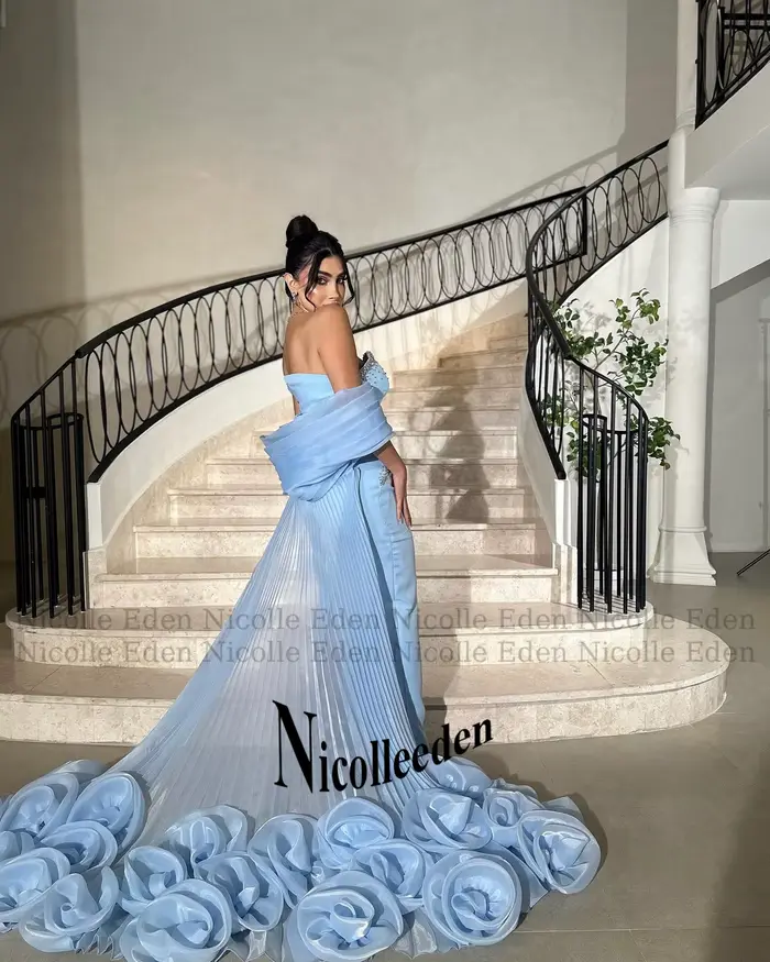 Nicolle glamour plis robes De soirée pour les femmes fleurs strass