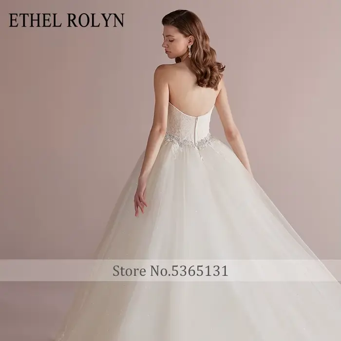 ETHEL ROLYN princesse robe De mariée De luxe perlée dentelle chérie glamour dos nu a-ligne robes