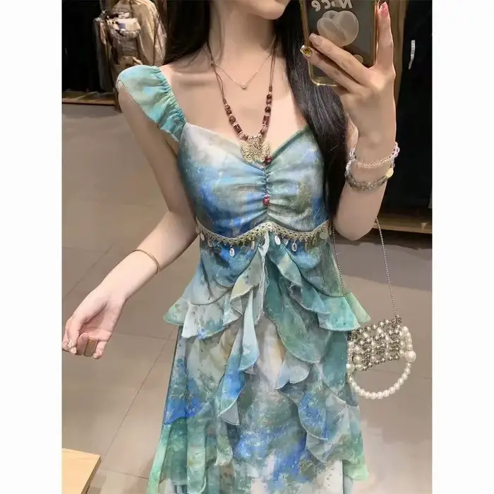 Robe imprimée à bretelles pour vacances