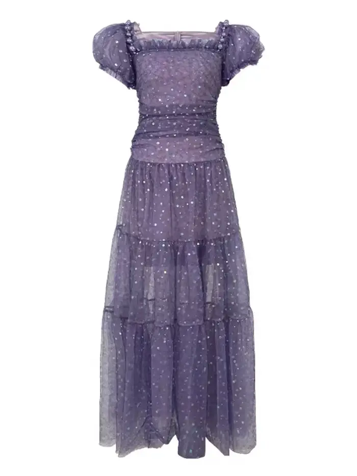 Robe de soirée en maille violette pour femme