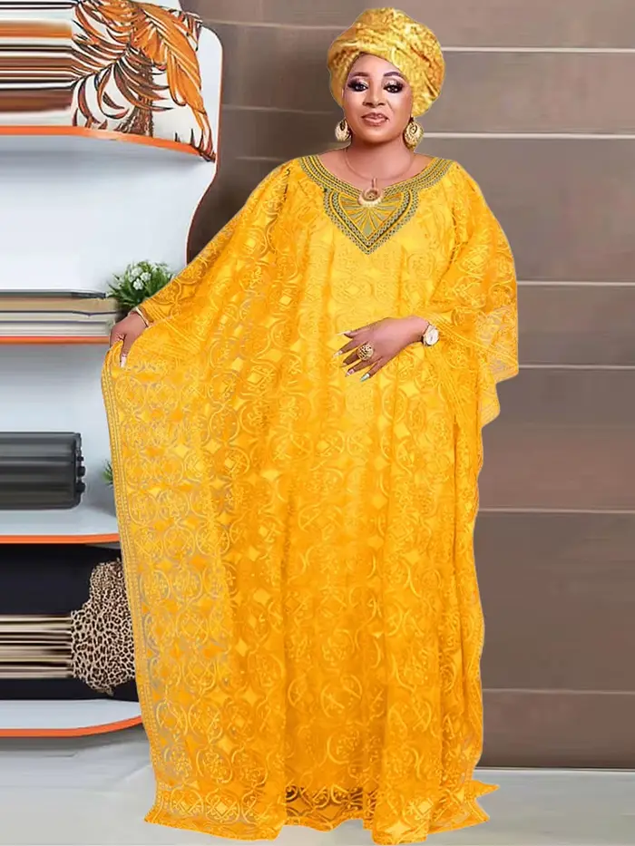 Robes amples en dentelle pour femmes, tenue de soirée de mariage, robe traditionnelle africaine, ens
