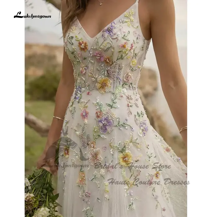 Robes de mariée bohèmes de luxe en dentelle florale Lakshmigown 2026