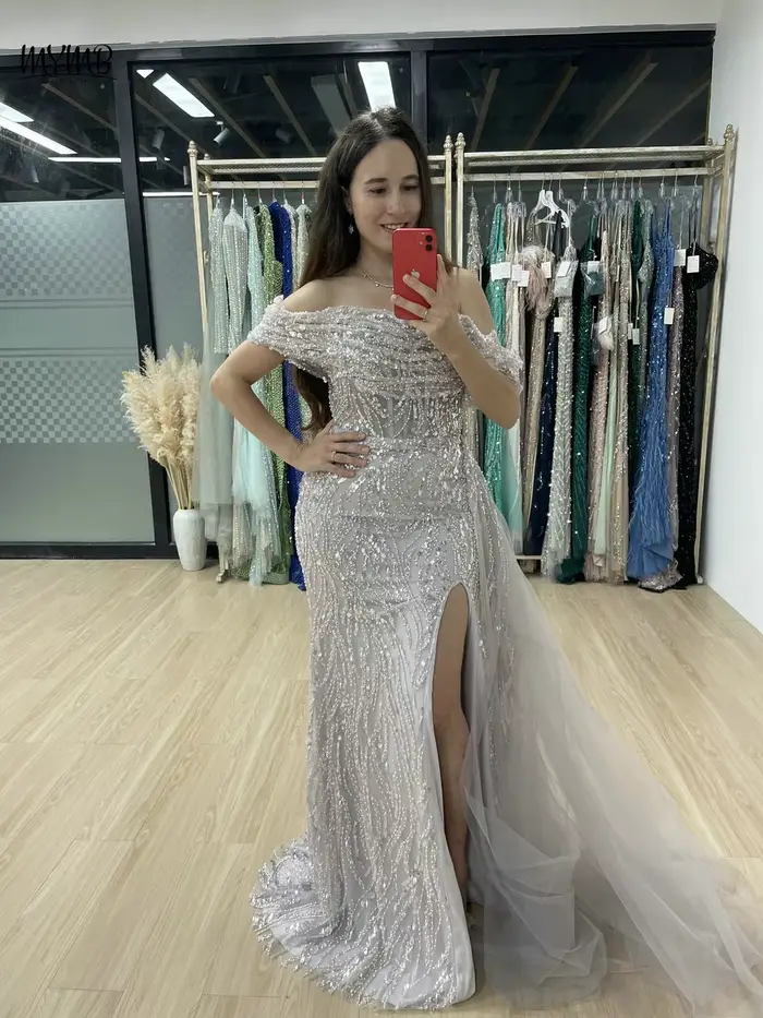 Robes de soirée sirène à fente haute pour femmes
