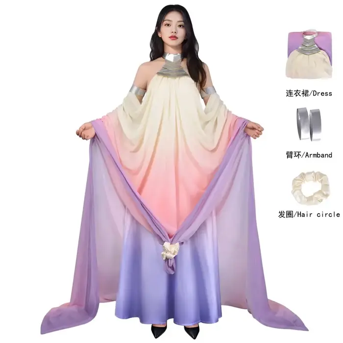 Padme Cosplay Amidala robe Costume classique reine longue élégante dos nu jupe femmes uniforme tenue