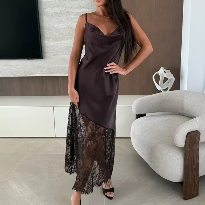 Robe longue en dentelle pour femmes