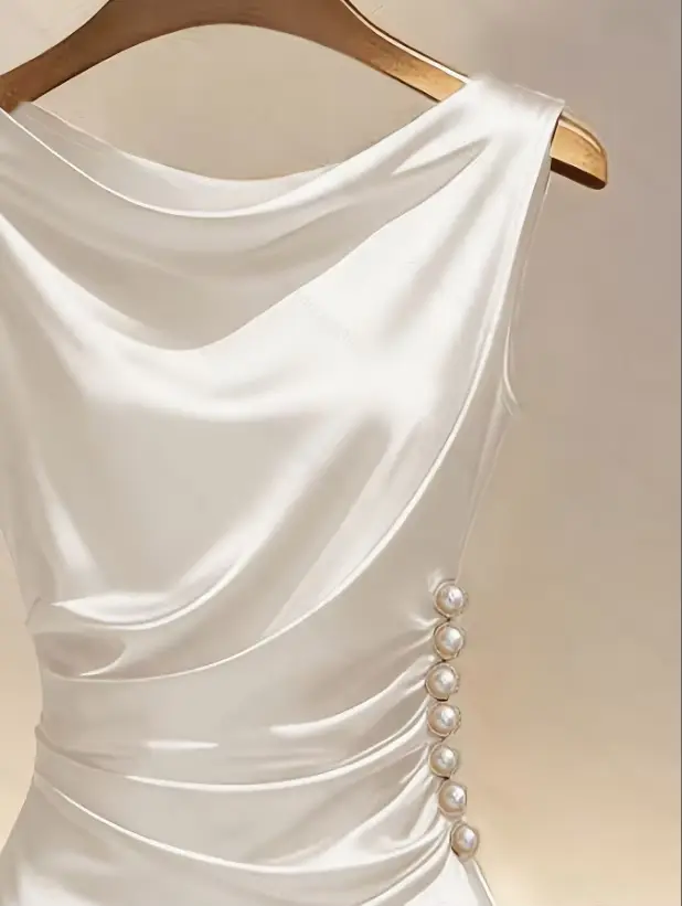 Robe d'été élégante sans manches polyester satinée à la mode pour femmes occasions estivales