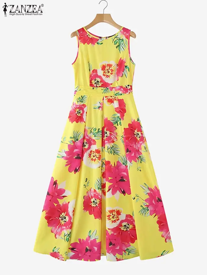 ZANZEA femmes Robe bohème mode imprimé fleuri débardeur