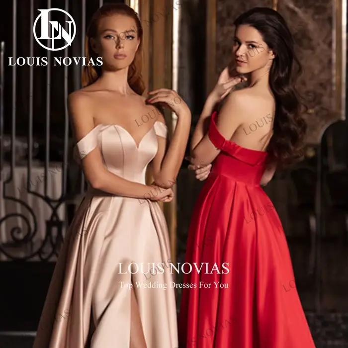 Robe de Soirée LOUIS NOVIAS en Microfibre et Polyester avec Train de Balayage 50 cm et Décolleté Mon Amour pour Femmes Occasions Spéciales