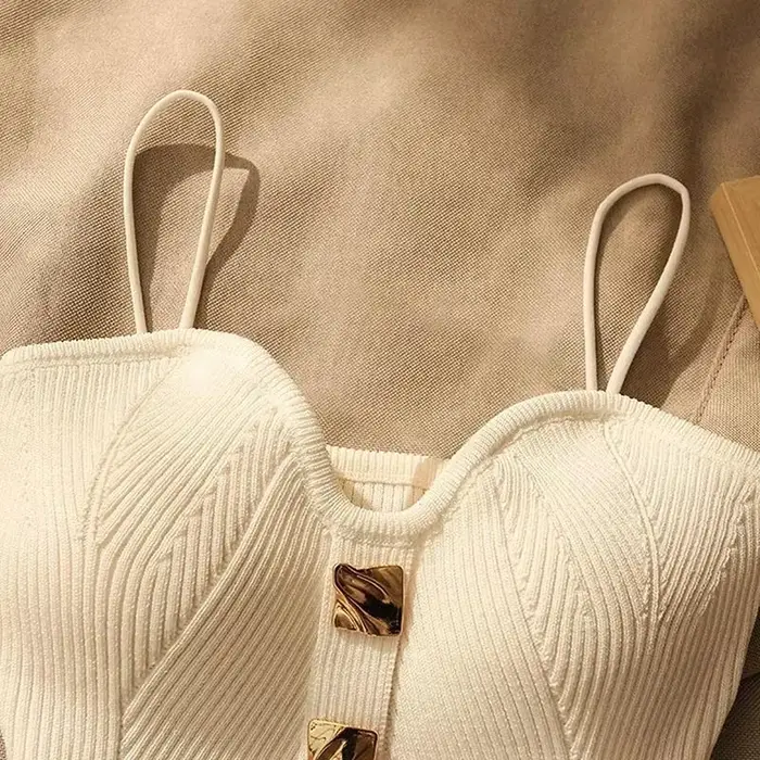 Été croix tricot jarretelle femmes Style français Sexy beauté Camisole coupe ajustée sans manches T-