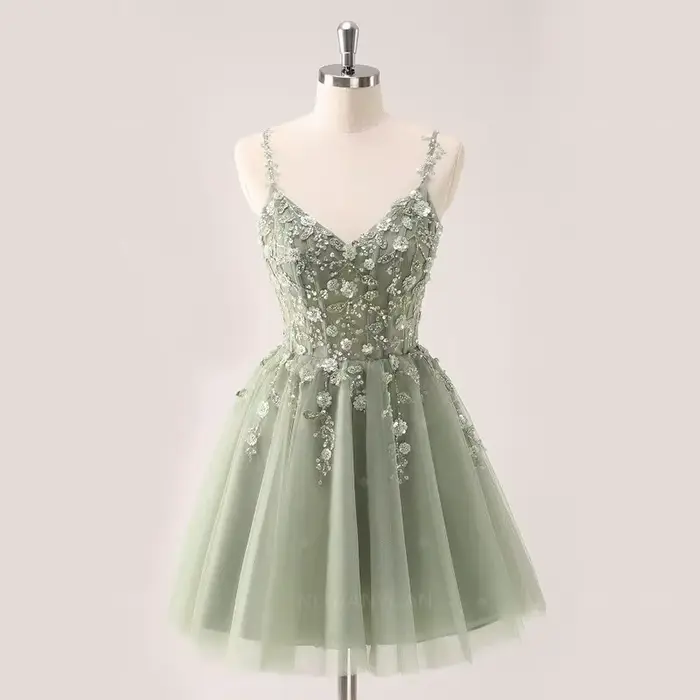 Robes De soirée en Tulle avec des appliques en dentelle pour adolescents
