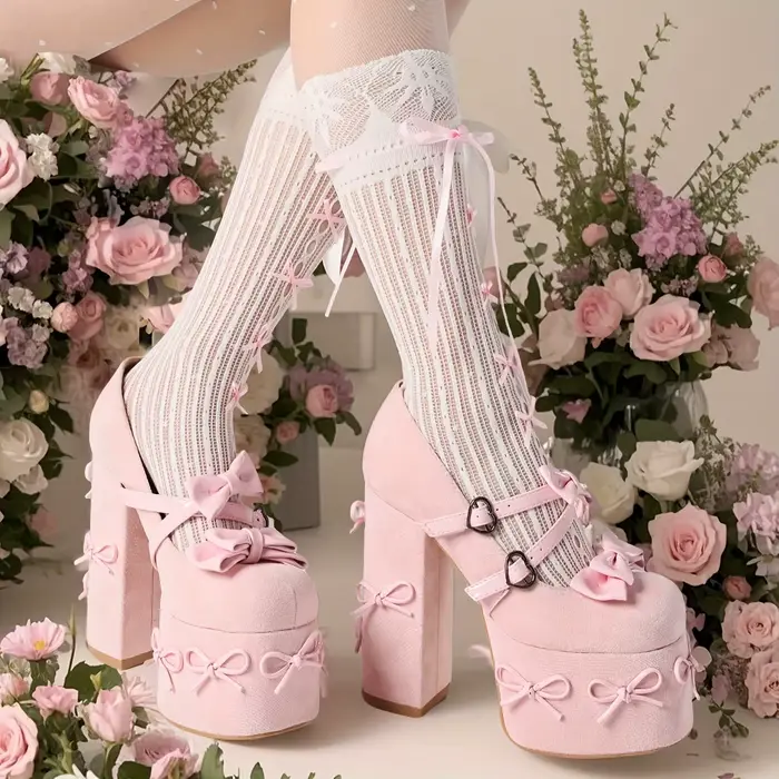 Femmes Mary Jane talons noir plate-forme talons épais Goth plate-forme chaussures gros talon haut Ma
