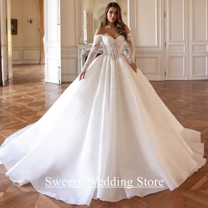 Robe de mariée arabe scintillante, personnalisée, col en V, manches longues, perles, paillettes, rob