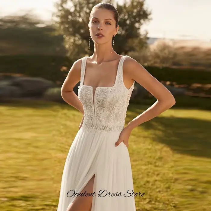 Robe de mariée sexy sur mesure avec fente latérale