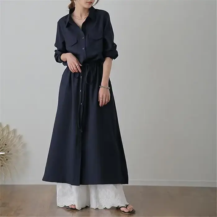 Robe femmes robes simple boutonnage bouton