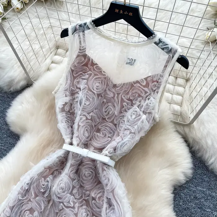Robe longue sexy en dentelle pour femme