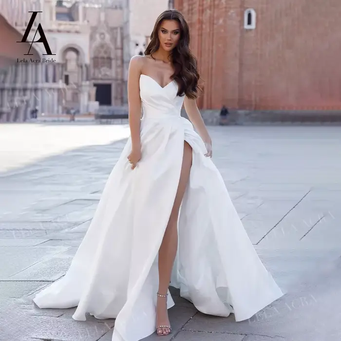 Chérie robe de mariée 2026 élégant sans manches fendu a-ligne princesse