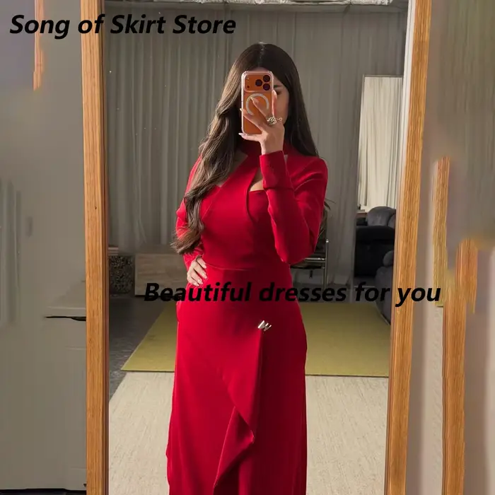 Robe de soirée sirène rouge moderne personnalisable pour femmes avec soutien-gorge intégré pour soirées officielles et mariages