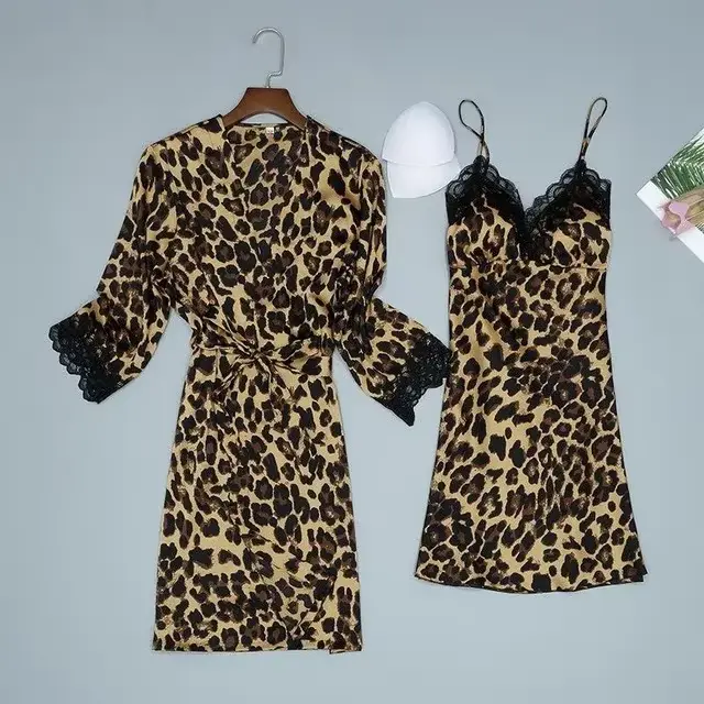 Peignoir Kimono Léopard Doux pour Femme