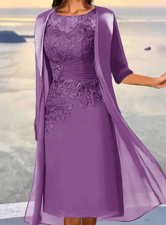 Robe de mère de la mariée élégante avec broderie florale, tissu satiné, soutien-gorge intégré, manches longues, silhouette gaine, couleur personnalisable pour occasions spéciales