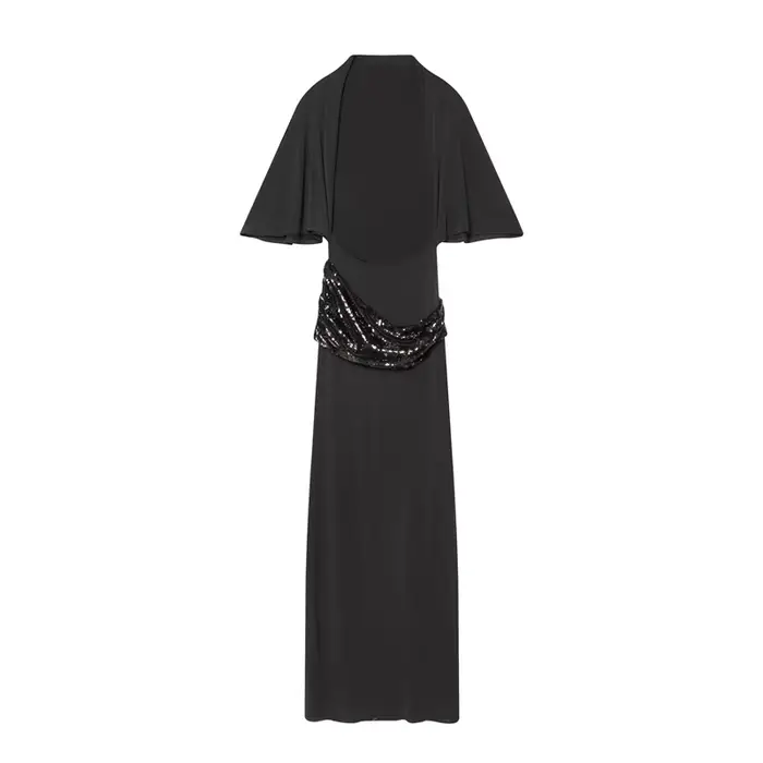Robe Maxi en Patchwork de paillettes pour femmes, dos nu, élégante, manches larges, longue, nouvelle