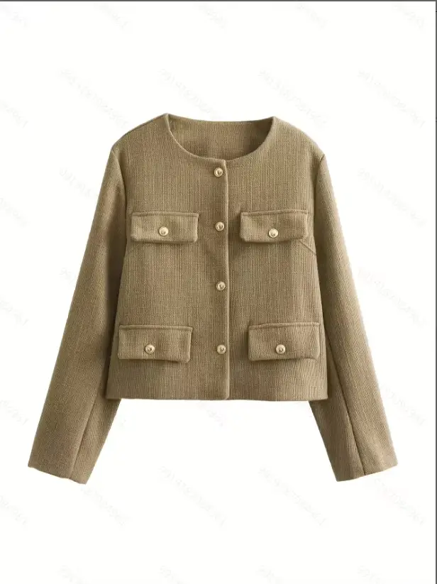 Robe noire élégante à manches longues pour femme, style veste courte, idéale pour le bureau, la rue,