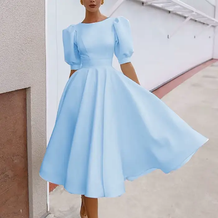 Robe trapèze à manches courtes pour femmes, décontractée et élégante, mode d'été, polyester, tailles S à XXL