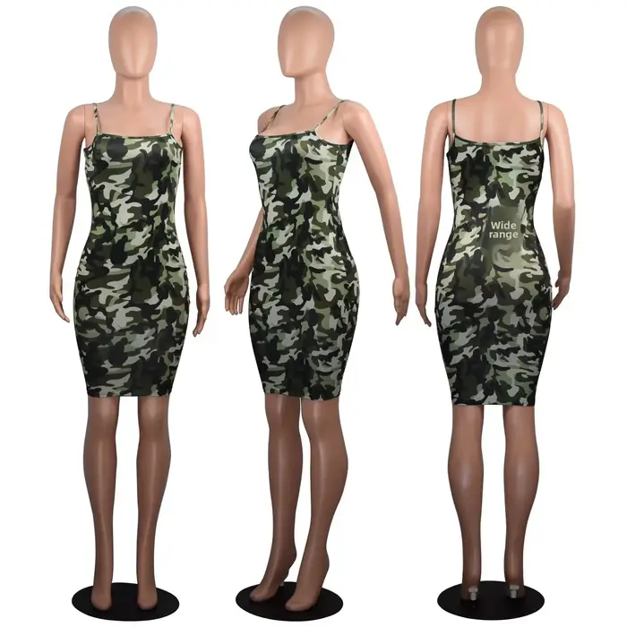 Robe portefeuille de Camouflage Sexy à bretelles
