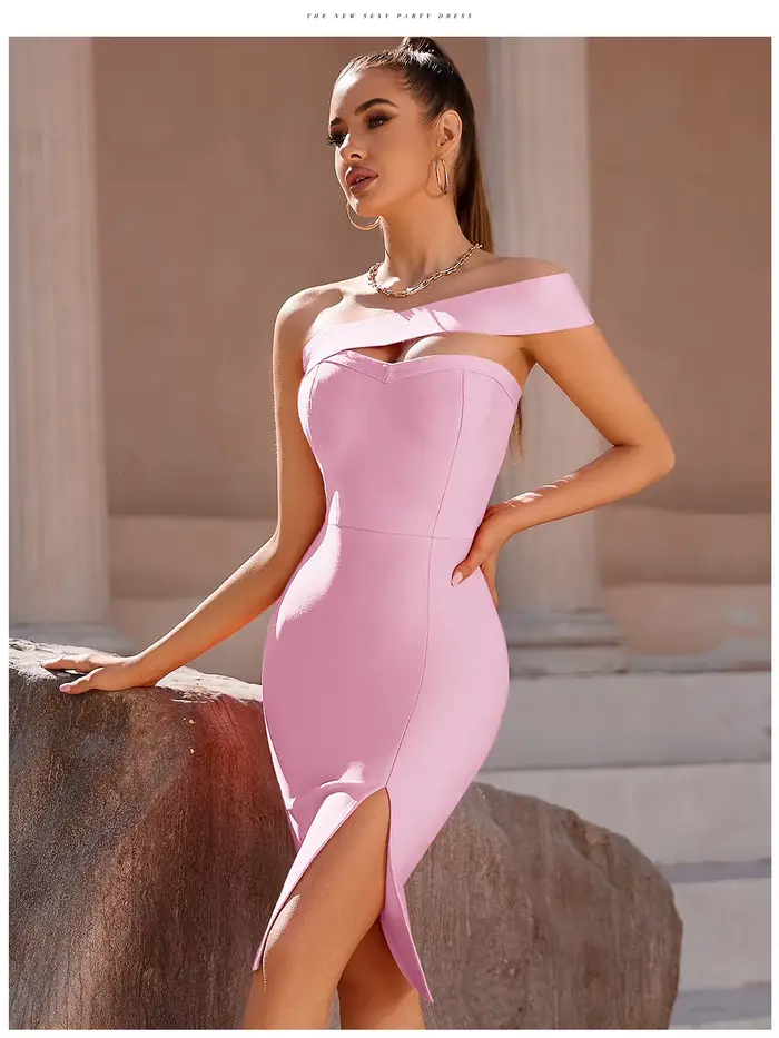 Robe de Soirée Élégante à Bandes pour Femme