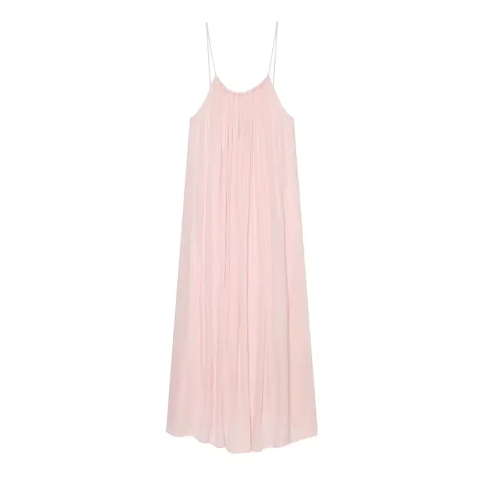 Robe longue décontractée Guobioziy pour femme, nouvelle collection été 2026, rose, à fines bretelles