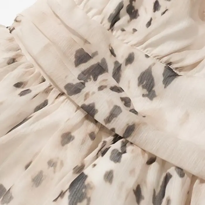 Robe en polyester style léopard dos nu à volants et nœud pour femmes occasions spéciales été printemps