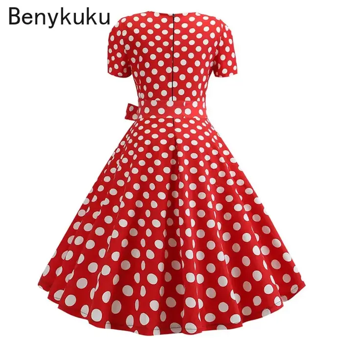 Robe de soirée vintage à pois pour femmes