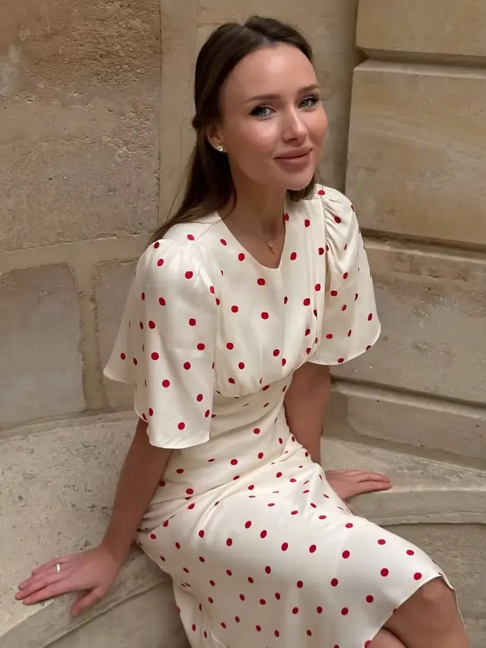 Robe Mixi à pois blancs et rouges pour femmes