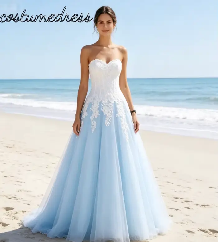 Robe de mariée gothique bleu froid 2026